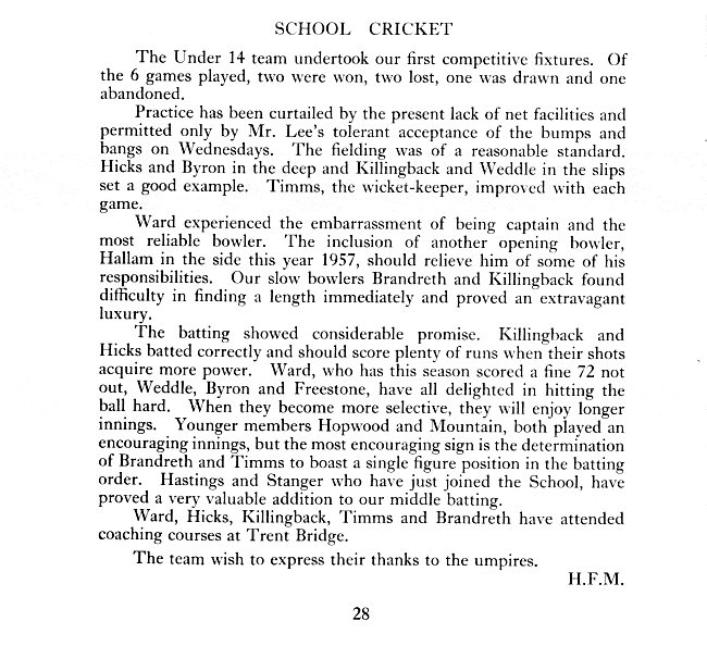 Cricket report (1957)
